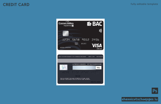 Beispielvorschau der BAC Bank Visa Infinite Card aus Nicaragua